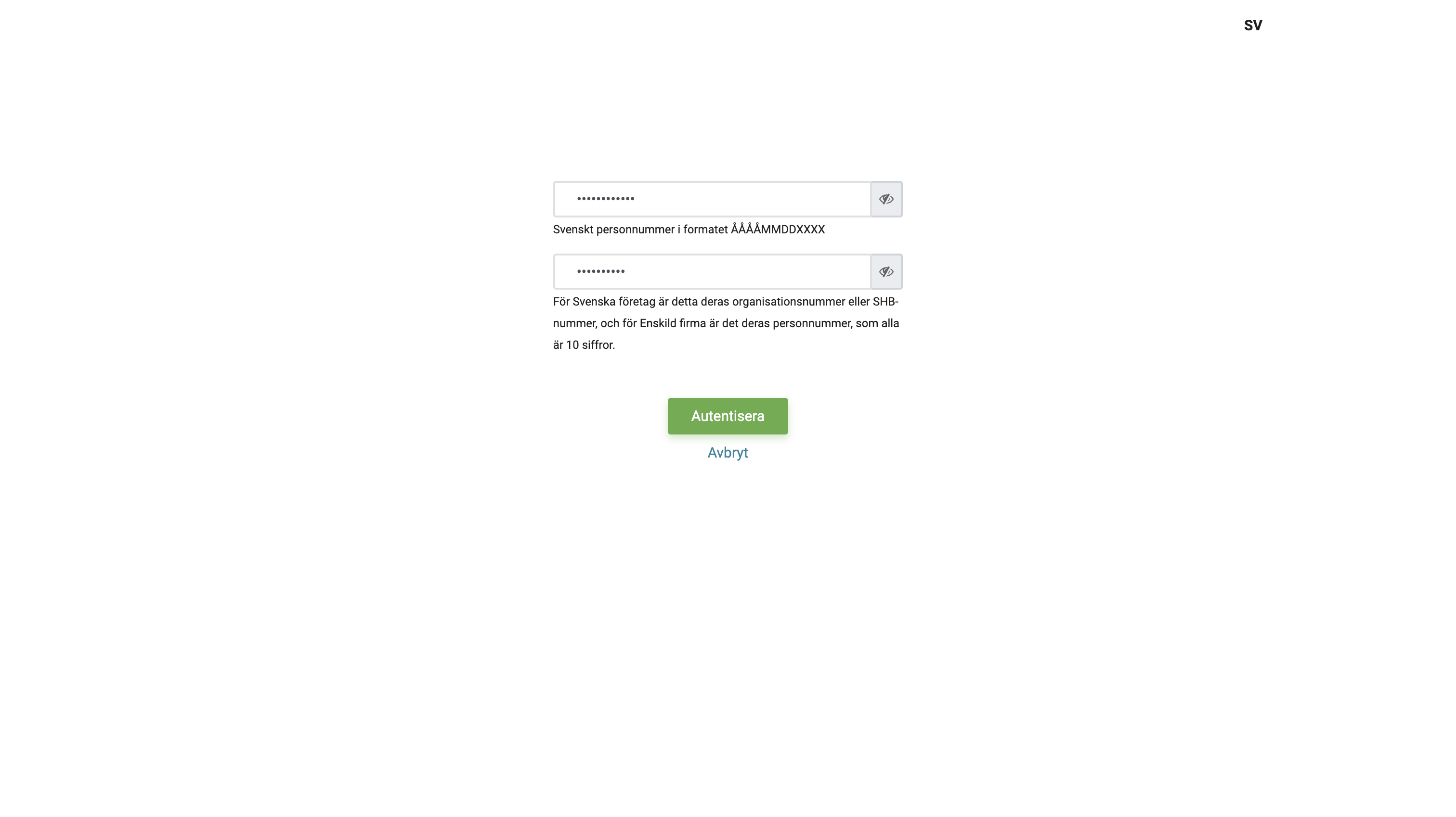 Authentication to Handelsbanken, step 1