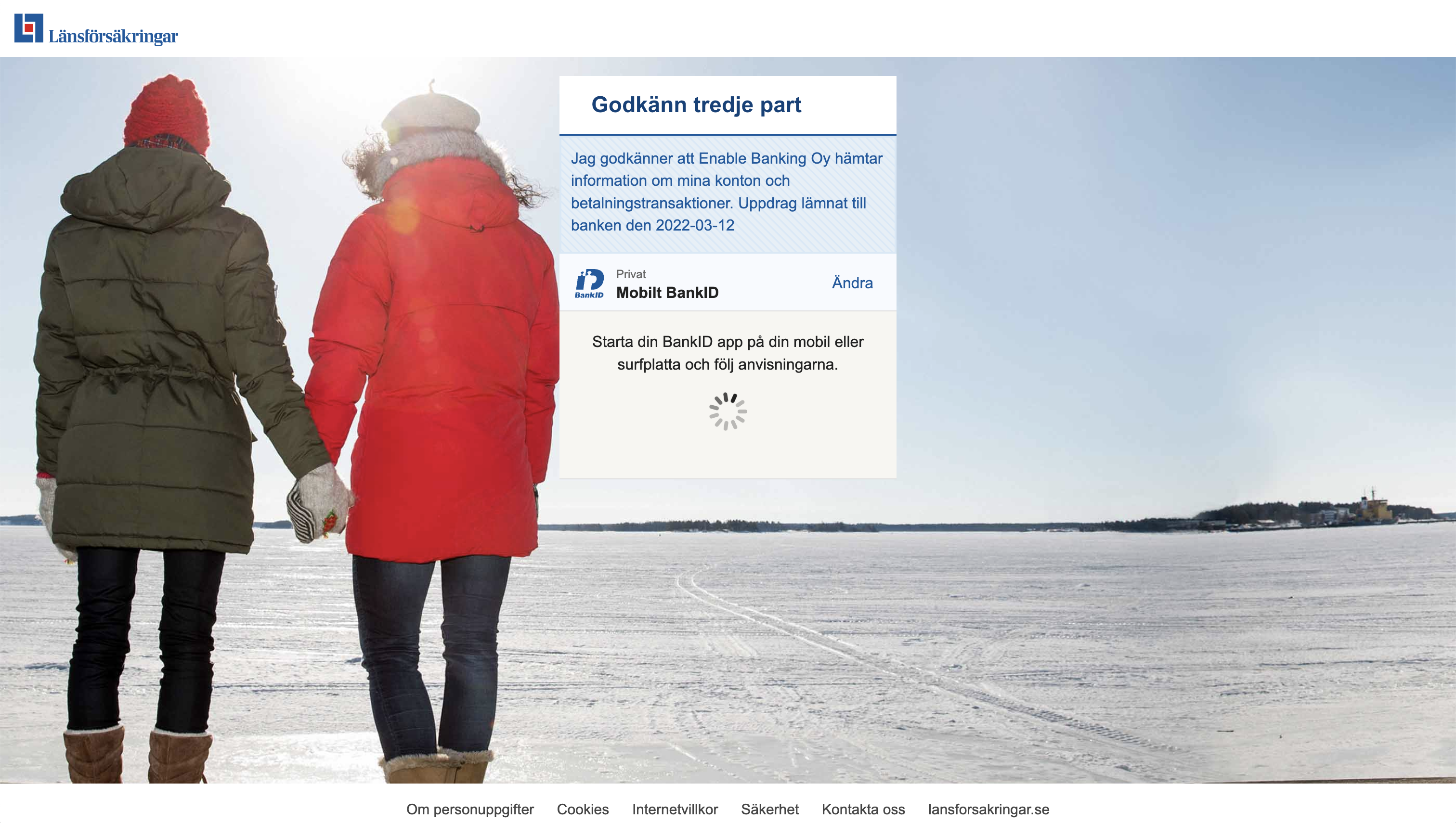 Länsförsäkringar Bank personal confirmation