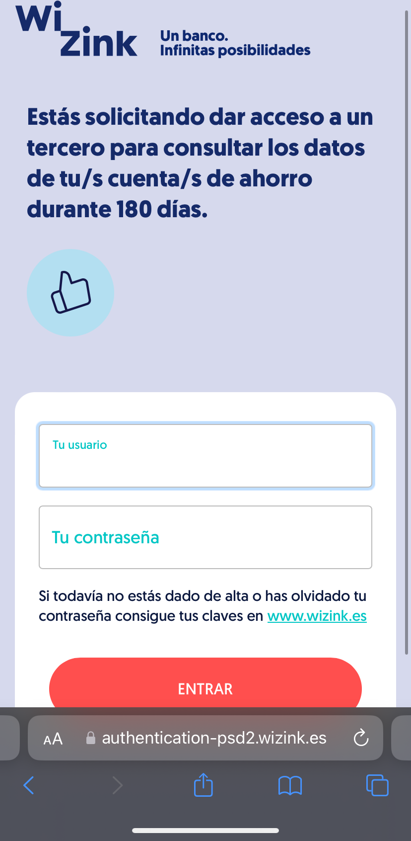 WiZink business auth